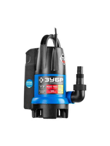 Погружной дренажный насос для грязной воды Зубр Профессионал Т7 АкваСенсор НПГ-Т7-400
