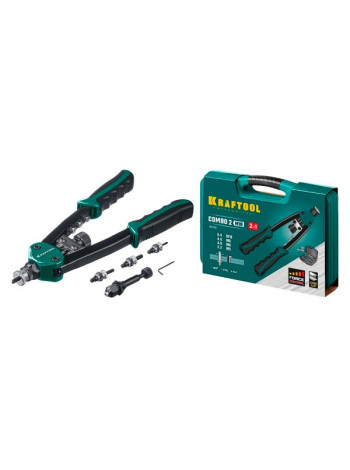 Комбинированный двуручный заклепочник в кейсе KRAFTOOL Combo2-M10  резьбовые заклепки М5-М10, 31181