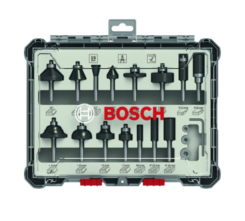 Набор фрез смешанный (15 шт; хвостовик 6 мм) Bosch 2607017471