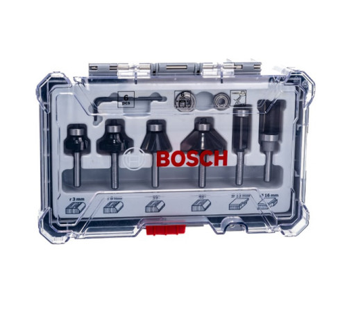 Набор кромочных фрез (6 шт; хвостовик 6 мм) Bosch 2607017468