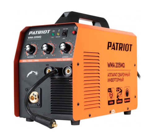 Сварочный инверторный полуавтомат Patriot WMA 205MQ MIG/MAG/MMA 605302155