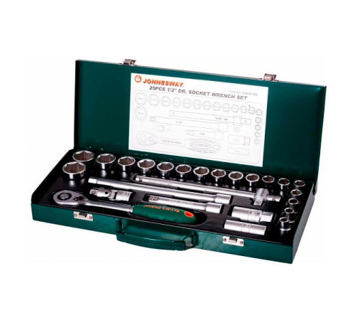 Набор торцевых головок 25 предметов 1/2" DR (10-32 мм) Jonnesway S04H4125S