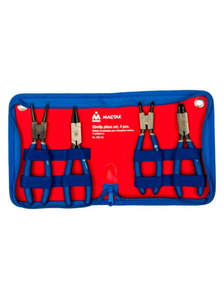 Набор съемников для стопорных колец (4 предмета в футляре на молнии) МАСТАК 033-4Z