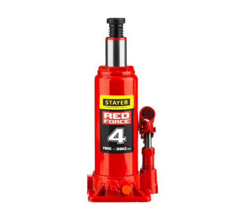 Бутылочный гидравлический домкрат Stayer RED FORCE 4т, 195-380 мм, в кейсе 43160-4-K 43160-4-K_z01