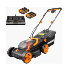 Аккумуляторная газонокосилка WORX 40В, 2х2.5 Ач, двойное ЗУ 2x2A WG779E