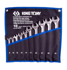 Набор комбинированных ключей KING TONY, 8-24 мм, чехол из теторона, 10 предметов 12D10MRN