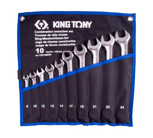 Набор комбинированных ключей KING TONY, 8-24 мм, чехол из теторона, 10 предметов 12D10MRN
