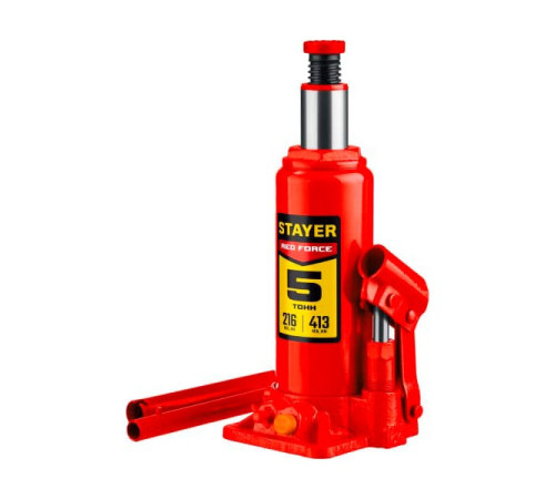 Бутылочный гидравлический домкрат Stayer RED FORCE 5т, 216-413 мм, 43160-5_z01