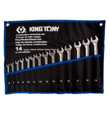 Набор комбинированных ключей KING TONY, 6-19 мм, чехол из теторона, 14 предметов 12D14MRN05