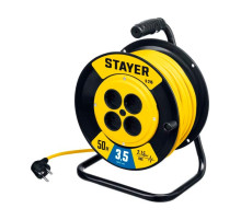 Силовой удлинитель на катушке Stayer S 225 ПВС 2x1.5 50м 3500Вт 55072-50