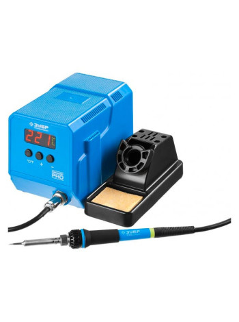 Низкотемпературная цифровая паяльная станция ЗУБР с ЖК дисплеем, диапазон 50-480C, 60Вт 55336