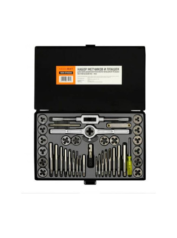 Набор метчиков и плашек М3-12 WIEDERKRAFT 40 предметов, метрическая резьба WDK-DTM3040