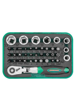 Набор торцевых головок, вставок-бит с трещоточной рукояткой (1/4"; 40 предметов) Jonnesway RD02040S 49305