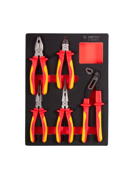 Набор диэлектрических пассатижей и бокорезов KING TONY ложемент, 5 предметов 9-40605GPV