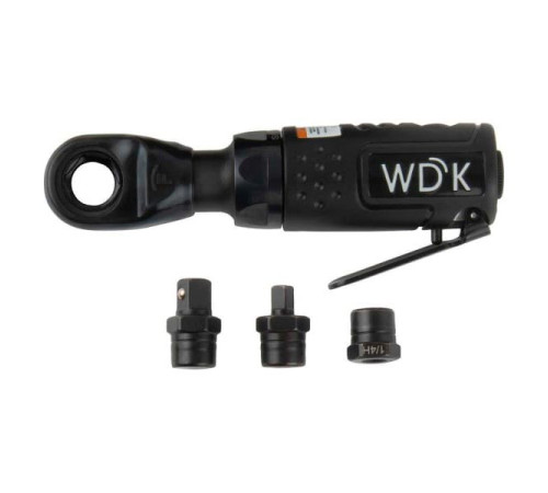 Пневматическая трещотка WIEDERKRAFT со сменными приводами 1/4", 3/8", привод для бит 1/4", 6.3 мм WDK-21340