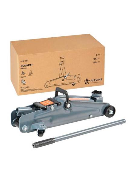 Подкатной домкрат AIRLINE 3т, MIN - 135 мм, MAX - 380 мм, AJ-3F-385