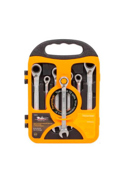 Набор комбинированных трещоточных ключей с переключателем 7 предметов пластиковый пенал AIRLINE AT-RRS-16