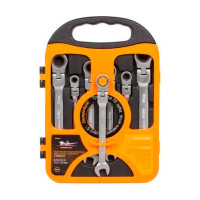 Набор комбинированных трещоточных шарнирных ключей 7 предметов пластиковый пенал AIRLINE AT-RFS-13