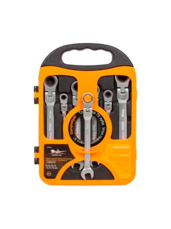 Набор комбинированных трещоточных шарнирных ключей 7 предметов пластиковый пенал AIRLINE AT-RFS-13