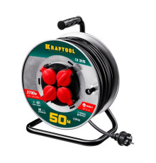 Удлинитель на катушке KRAFTOOL К-315 50м, 3700Вт, 4 гнезда, IP44, КГ 3х1.5кв.мм 55085-50_z01