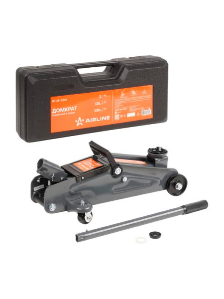 Подкатной домкрат AIRLINE 2 т, в кейсе, MIN - 135 мм, MAX - 330 мм AJ-2F-330K