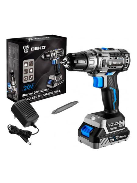 Аккумуляторная бесщеточная дрель-шуруповерт DEKO Sharker 20В, 1х3.0 Ач 063-4037