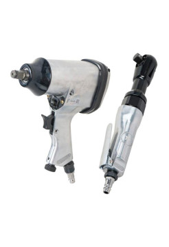 Пневматический ударный гайковерт и трещотка AIRLINE 1/2"DR 312Нм, 1/2"DR 61Нм, с головками 17 предметов, кейс ATAZ100