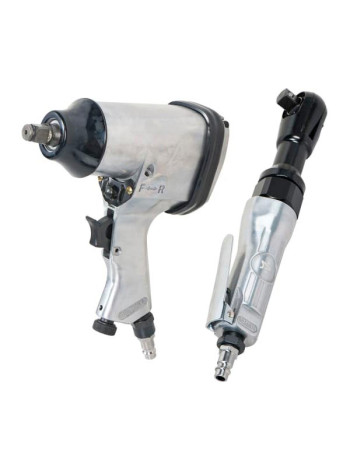 Пневматический ударный гайковерт и трещотка AIRLINE 1/2"DR 312Нм, 1/2"DR 61Нм, с головками 17 предметов, кейс ATAZ100