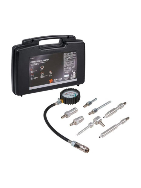 Компрессометр для измерения компрессии AIRLINE PRO Дизель МАСТЕР кейс, набор ATAA012