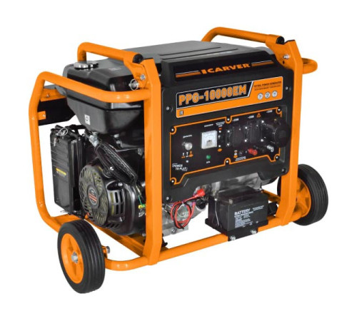 Бензиновый генератор Carver PPG-10000ЕM LT-192FA, 7,0/7,5кВт, 220В, бак 33 л,электростартер, колеса, медь 01.020.00031