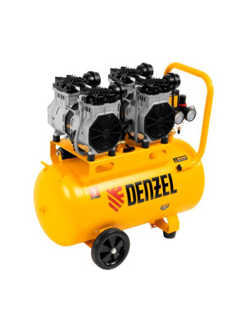 Безмаслянный малошумный компрессор Denzel DLS 2200/50, 2200 Вт, 2x1100, 50 л, 380 л/мин 58031