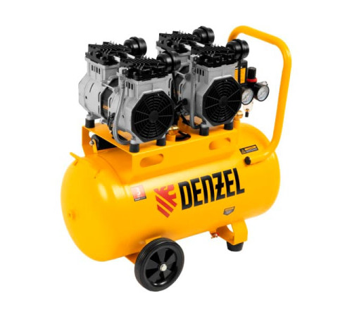 Безмаслянный малошумный компрессор Denzel DLS 2200/50, 2200 Вт, 2x1100, 50 л, 380 л/мин 58031