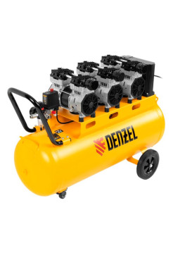 Безмаслянный малошумный компрессор Denzel DLS 2250/100, 2250 Вт, 3x750, 100 л, 410л/мин блок упр 58029