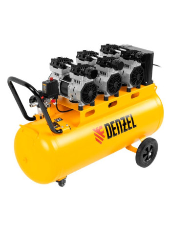 Безмаслянный малошумный компрессор Denzel DLS 2250/100, 2250 Вт, 3x750, 100 л, 410л/мин блок упр 58029