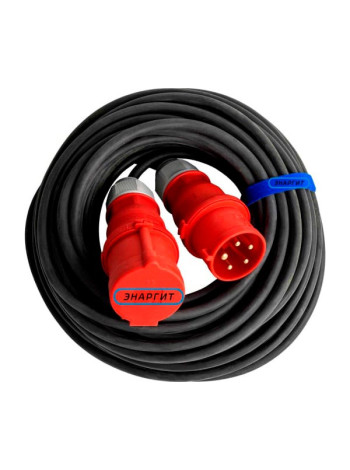 Промышленный шнур удлинитель ЭНАРГИТ 380 Вольт КГ 5x4,0 (40 метров, 1 розетка - 32а/iec60309, ip 44) КГ540-40-132-44