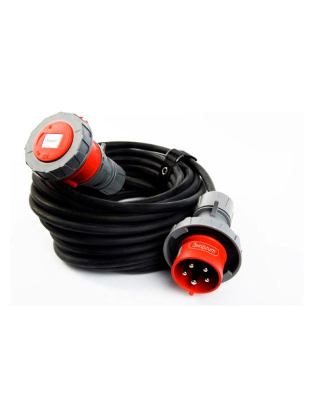 Силовой удлинитель шнур ЭНАРГИТ 380 Вольт КГ 5x1,5 10 метров, 1 розетка - 16а/iec60309, ip 67 КГ515-10-1-67
