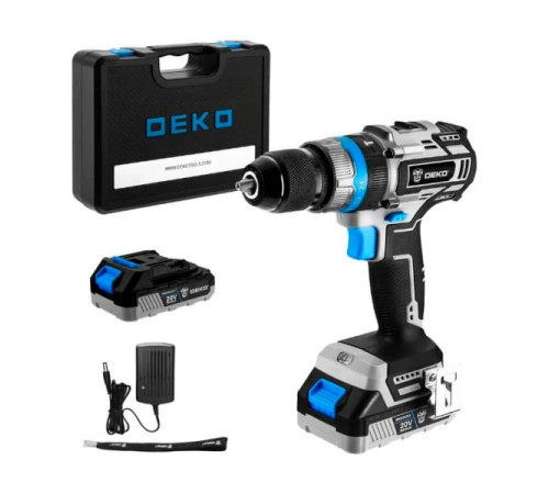 Аккумуляторная ударная дрель-шуруповерт DEKO (3638) DKCID20 бесщеточная, 20 В, 80 Нм, 2х3.0 Ач 063-4421