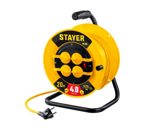Силовой удлинитель на катушке Stayer ПВС 3x2.5 20м 4000Вт ip44 55064-20