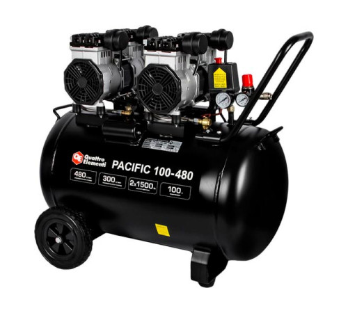 Безмасляный поршневой компрессор QUATTRO ELEMENTI PACIFIC 100-480 480 л/мин, 100 л, 3.5 л.с, 8 бар 915-373