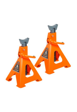 Опорная стойка AIRLINE 6т PRO с зубчатым механизмом, доп.фиксатор, 2 шт., MIN-400 мм, MAX-620 мм AJSGP06