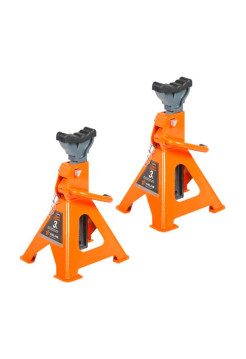 Опорная стойка AIRLINE PRO 3т с зубчатым механизмом, доп.фиксатор, 2 шт., MIN-300 мм, MAX-444 мм AJSGP03