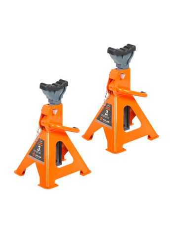 Опорная стойка AIRLINE PRO 3т с зубчатым механизмом, доп.фиксатор, 2 шт., MIN-300 мм, MAX-444 мм AJSGP03