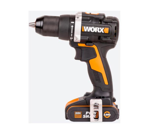Аккумуляторная бесщёточная дрель-шуруповерт WORX 20В, 60Нм, бесщеточная, 2Ач х2, ЗУ, кейс WX102