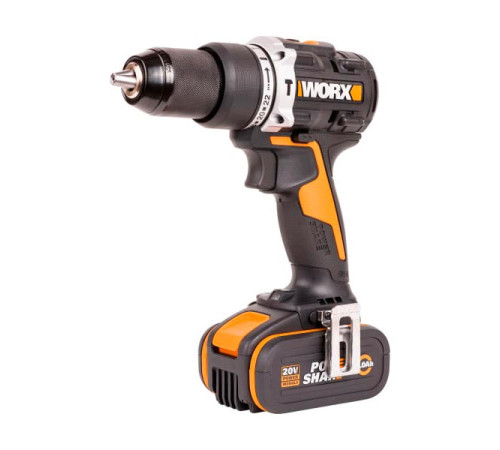 Ударная аккумуляторная дрель-шуруповерт WORX 60 Нм, 20 В, бесщеточная, 4 Ач x 2, ЗУ 2 А, кейс WX352.1