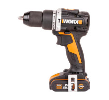 Ударная аккумуляторная дрель-шуруповерт WORX 60 Нм, 20 В, бесщеточная, 2 Ач x 2, ЗУ 2 А, кейс WX352