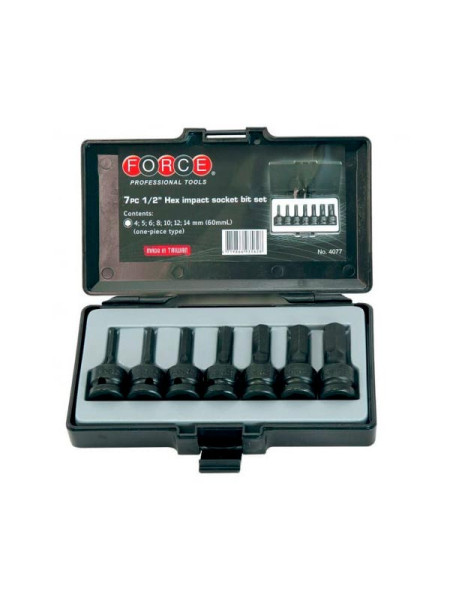 Набор головок-бит HEX 1/2" 7 шт. FORCE 4077