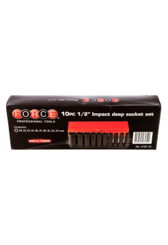 Набор 6 гранных длинных, ударных головок 1/2", FORCE 4107-10