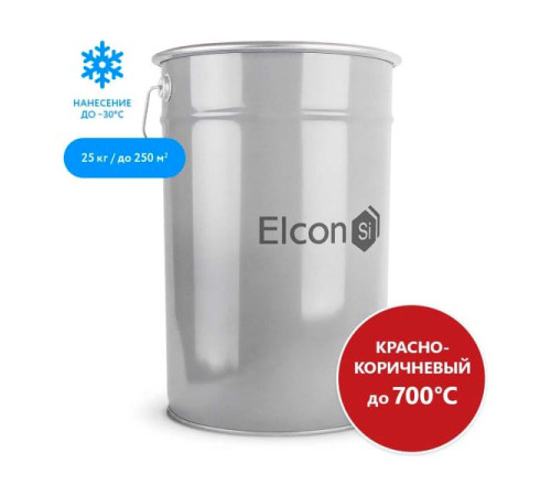 Термостойкая кремнийорганическая эмаль Elcon Max Therm красно-коричневая, 700 градусов, 25 кг 00-00003970