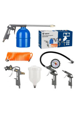 Набор пневмоинструмента DEKO DKSG05, 5 предметов, краскораспылитель с верхним бачком 018-0909