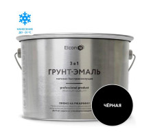 Быстросохнущая грунт-эмаль по металлу Elcon (3 в 1 по ржавчине; матовая; черная; 10 кг) 00-00462658